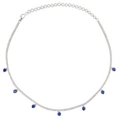 Collier ras du cou en or blanc 14 carats pavé de diamants et pierres précieuses en forme de cœur