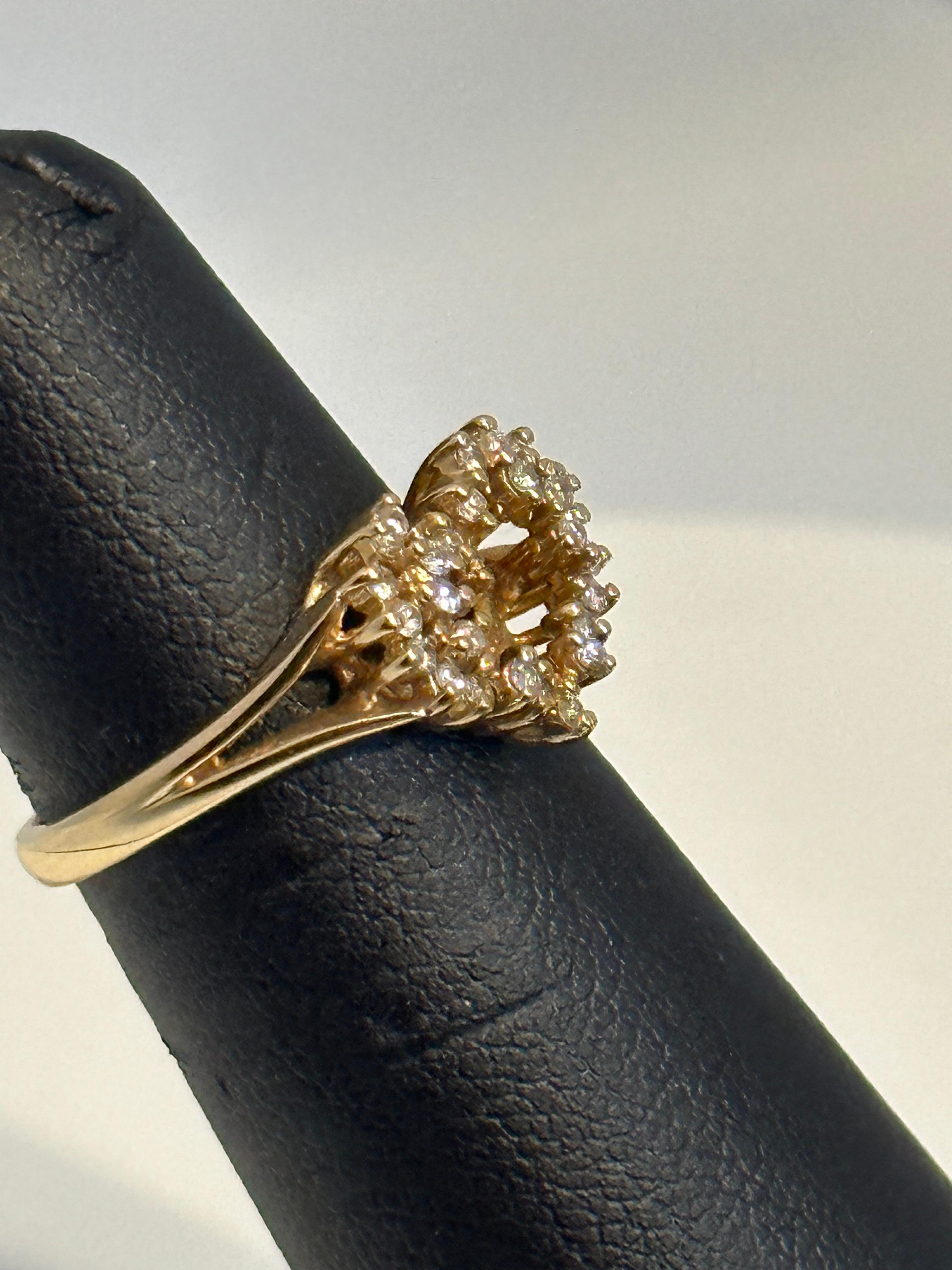 Women's Heart Shape Gold & Diamond Cocktail 14 Karat Gold Ring For Sale