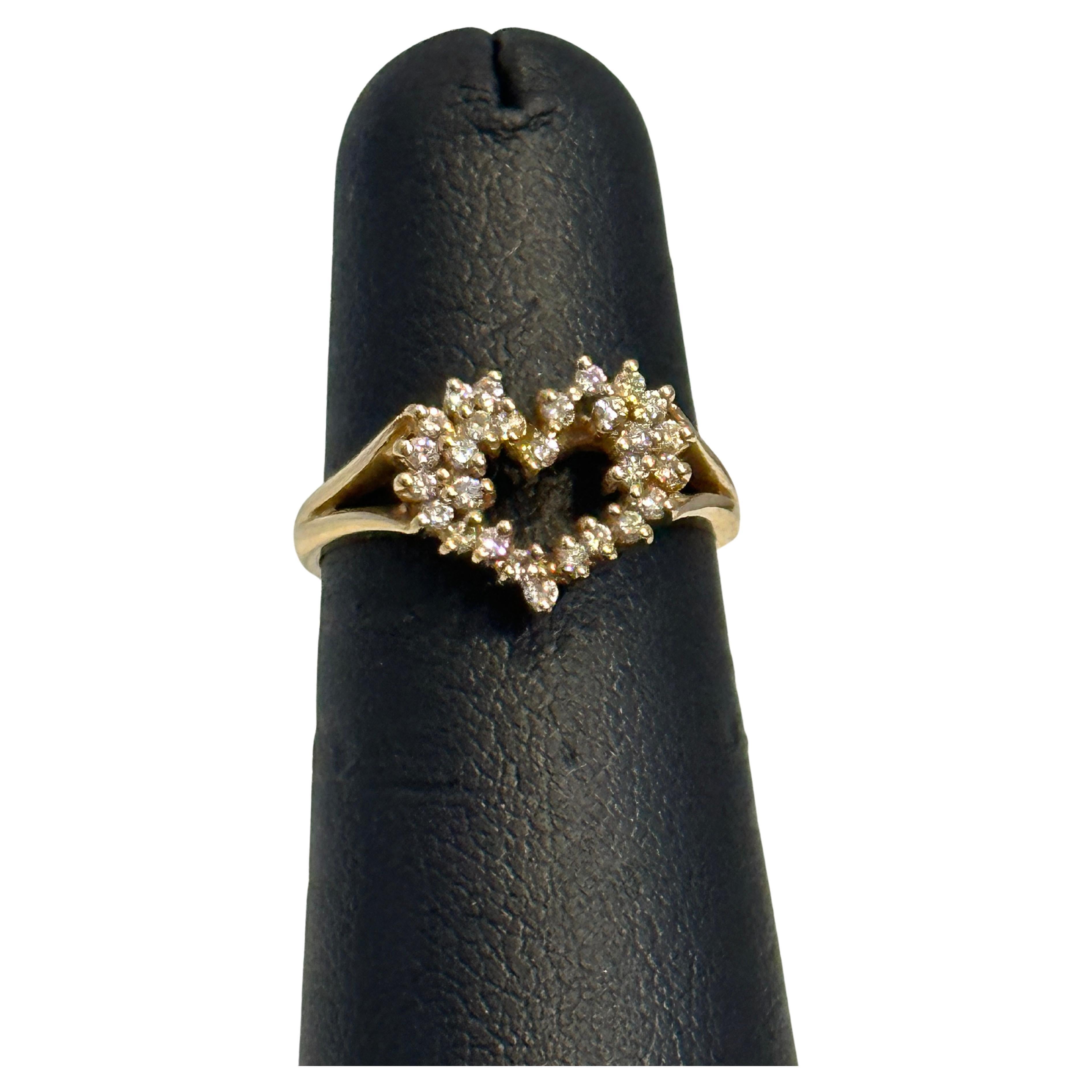 Heart Shape Gold & Diamond Cocktail 14 Karat Gold Ring