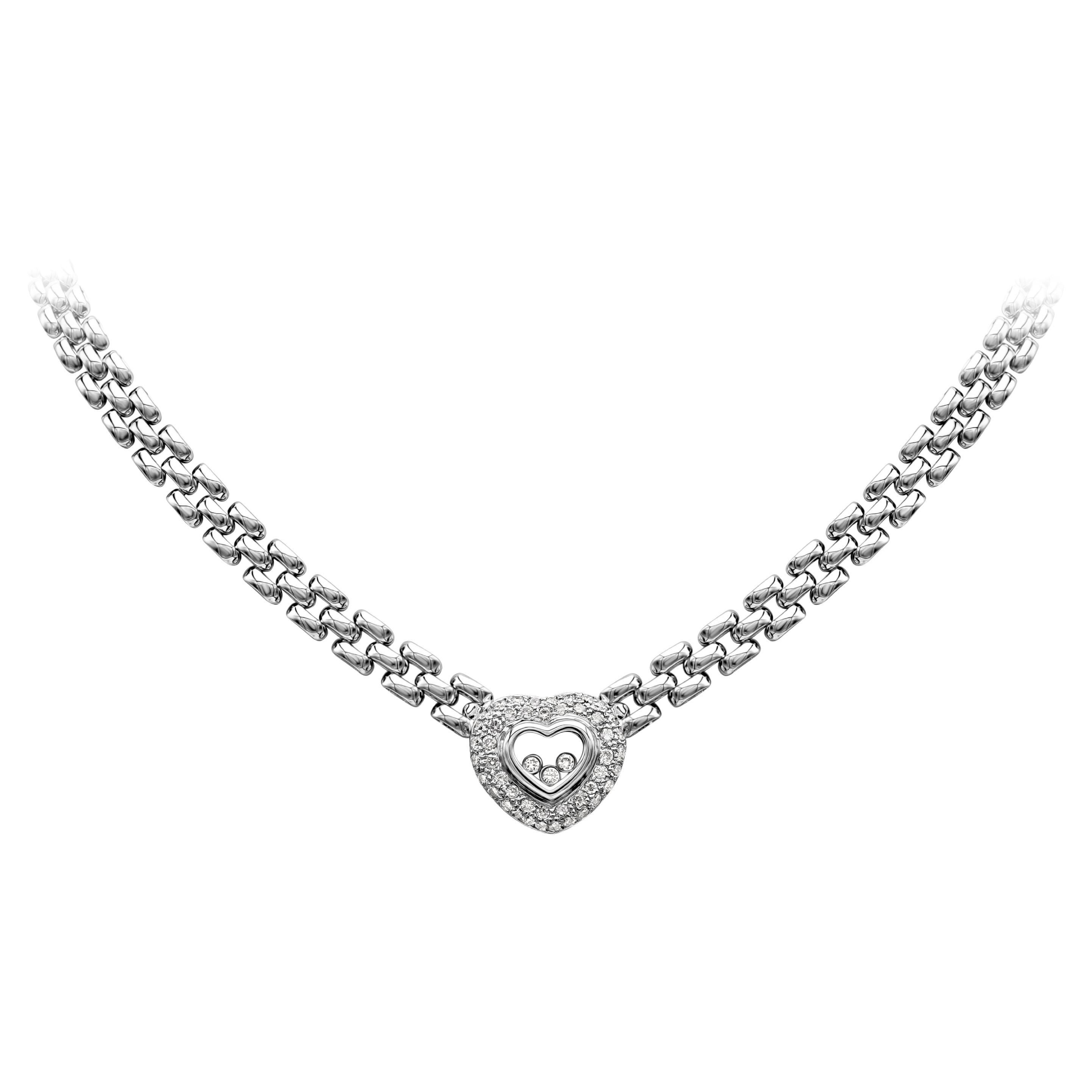 Heart Shape Halo Pendant Necklace, 1.05 Carats Total Round Diamond For Sale