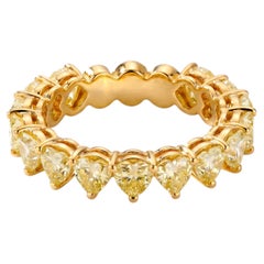 Heart-Shape Natural Fancy Yellow Diamond Eternity Band in 18 Karat Yellow Gold