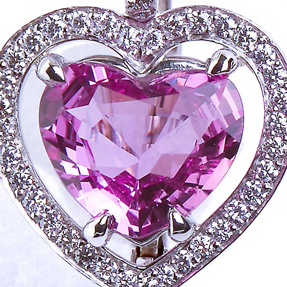 Contemporary Heart Shape No Heat Natural Pink Sapphire Earrings 3.66 Carat GIA Certified
