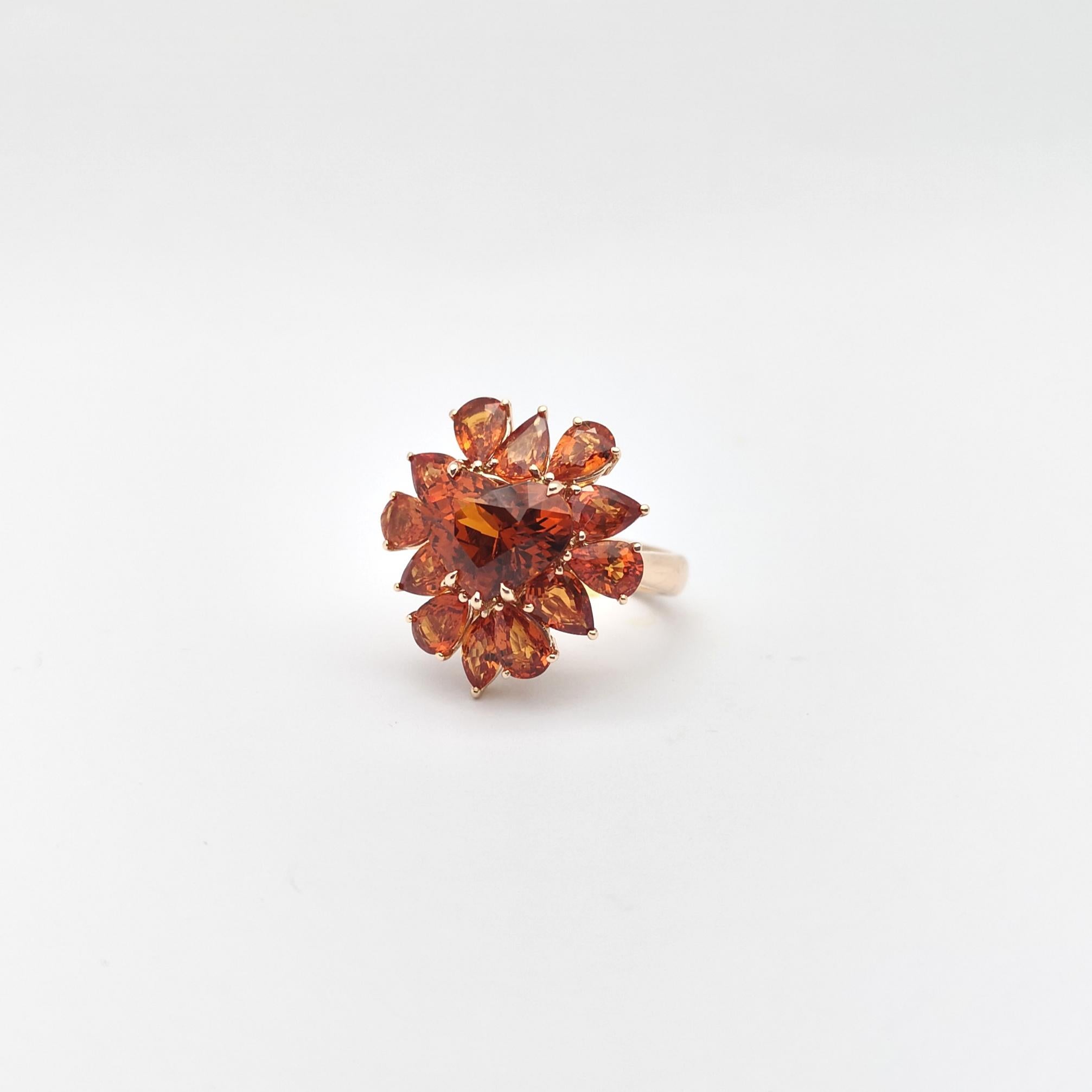 Ring in Herzform mit orangefarbenem Saphir in 18 Karat Roségold gefasst im Angebot 4