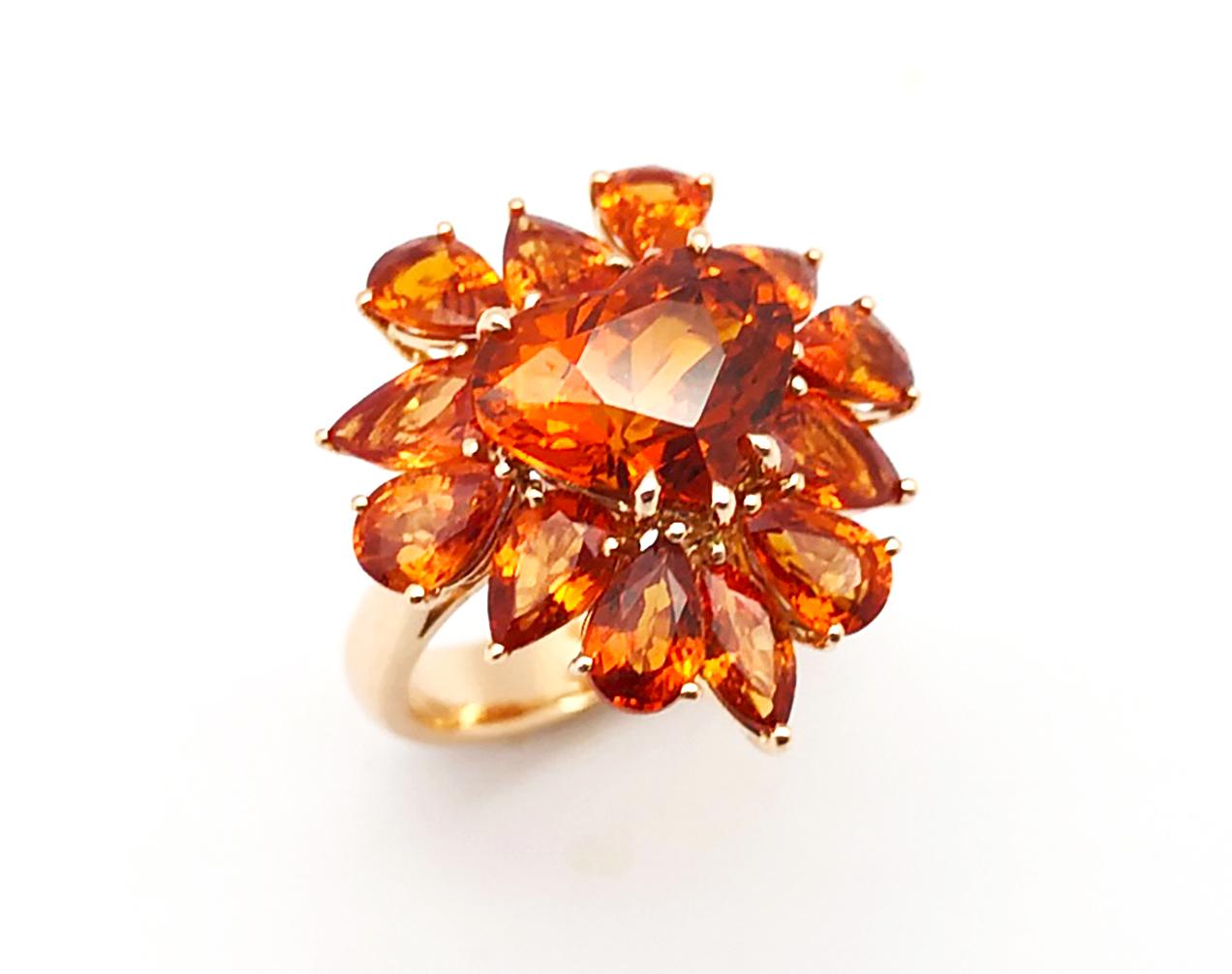 Ring in Herzform mit orangefarbenem Saphir in 18 Karat Roségold gefasst im Angebot 7