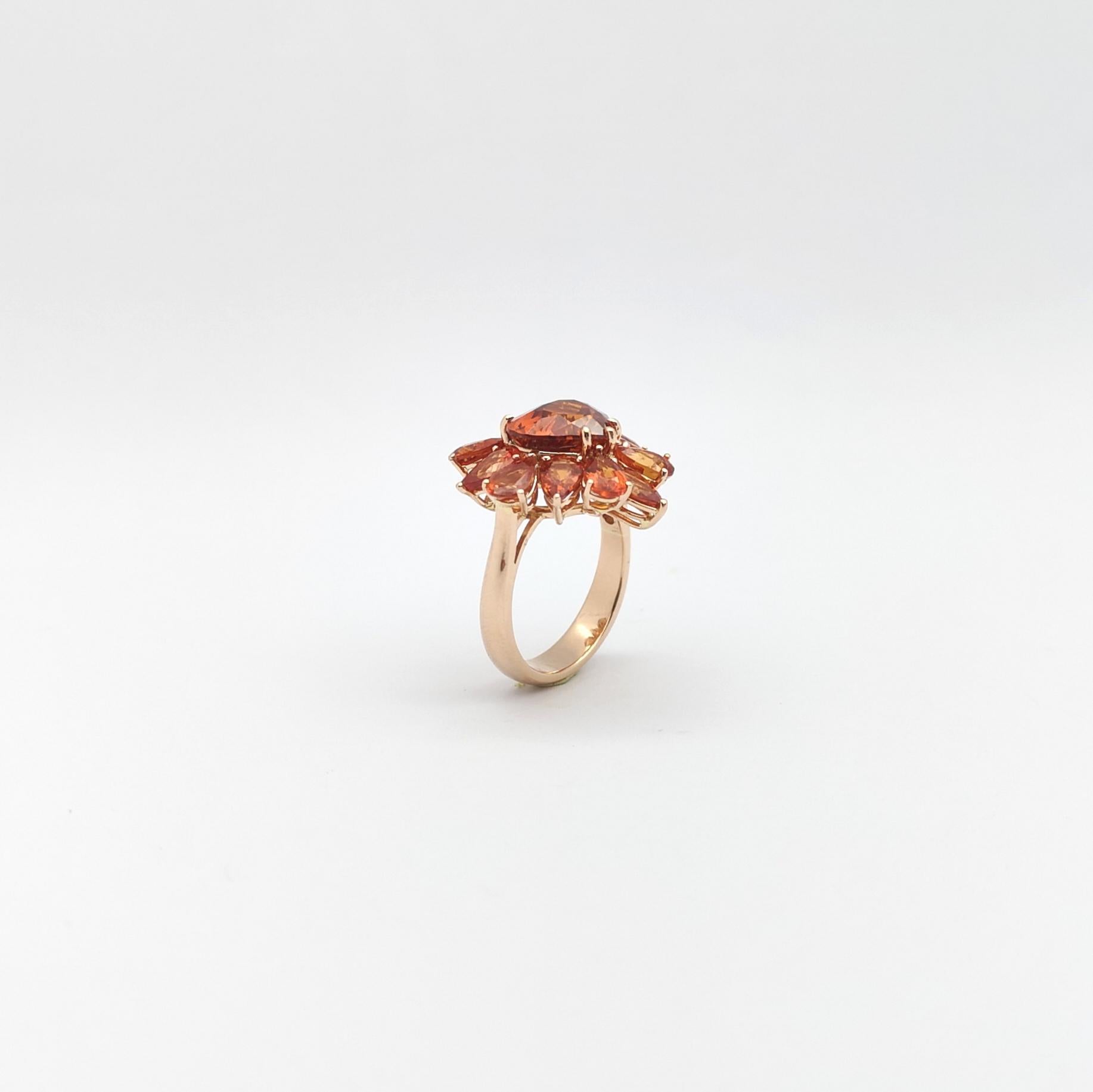 Ring in Herzform mit orangefarbenem Saphir in 18 Karat Roségold gefasst im Angebot 9