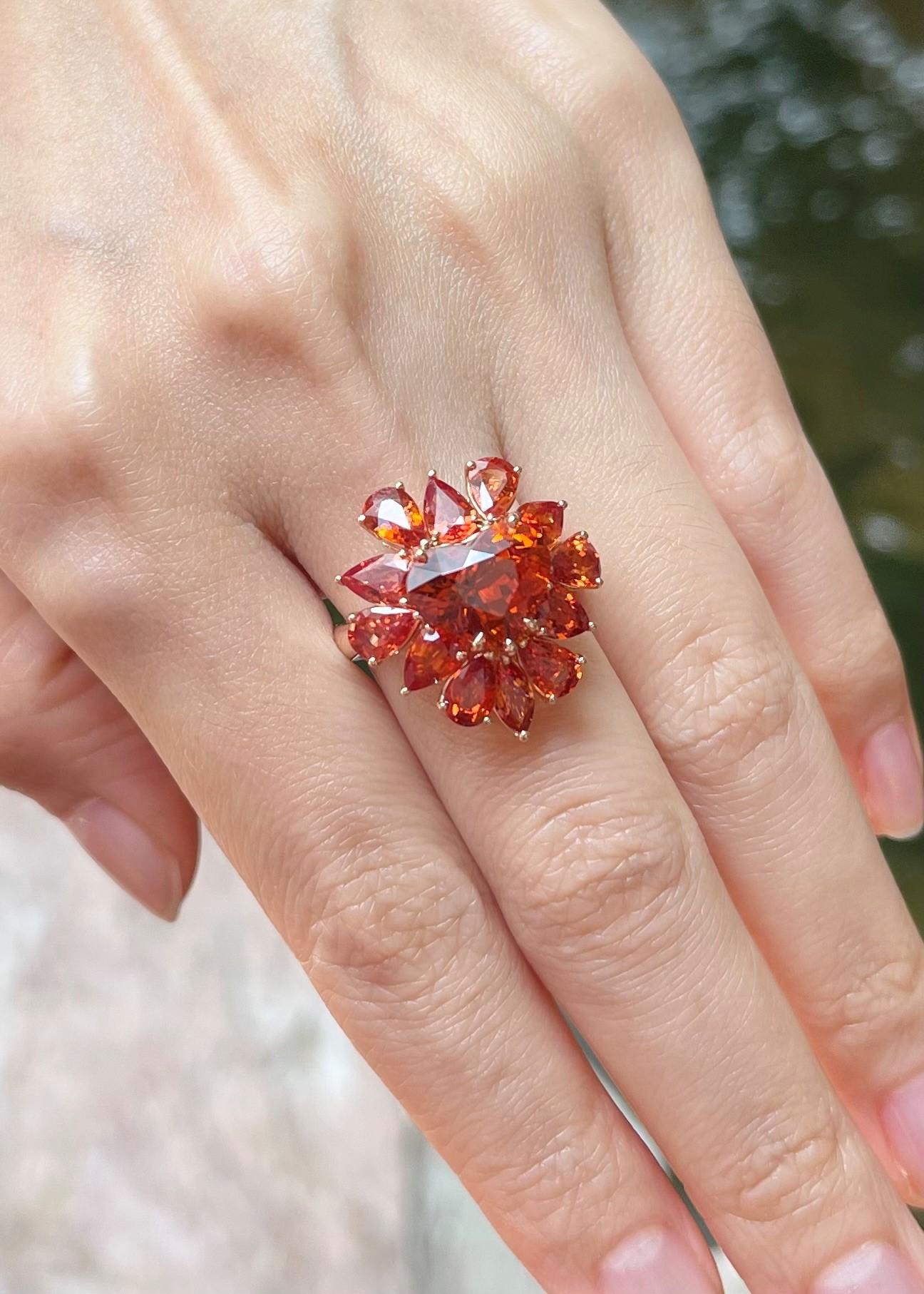 Ring in Herzform mit orangefarbenem Saphir in 18 Karat Roségold gefasst (Zeitgenössisch) im Angebot