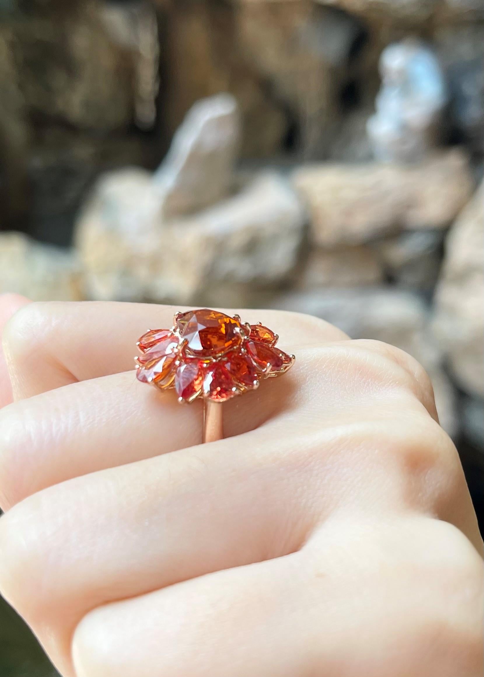 Ring in Herzform mit orangefarbenem Saphir in 18 Karat Roségold gefasst (Gemischter Schliff) im Angebot
