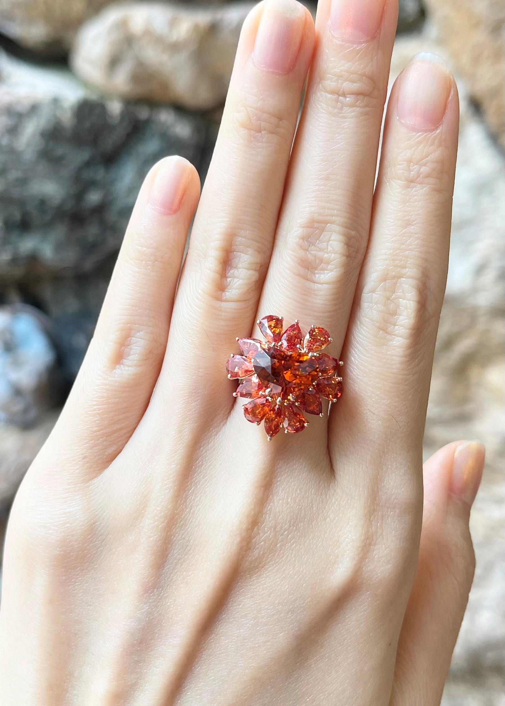 Ring in Herzform mit orangefarbenem Saphir in 18 Karat Roségold gefasst Damen im Angebot