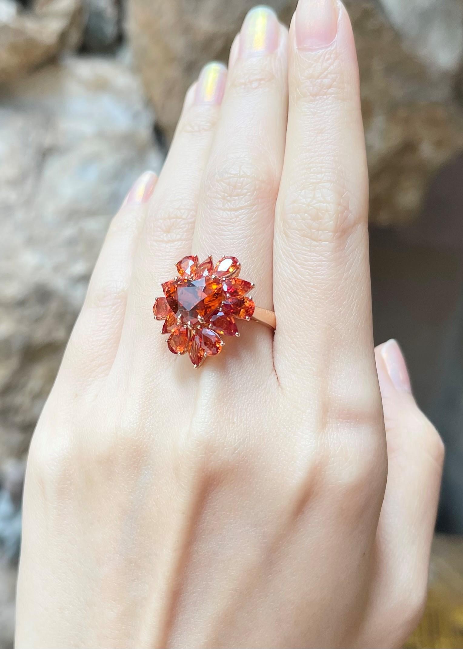Ring in Herzform mit orangefarbenem Saphir in 18 Karat Roségold gefasst im Angebot 1