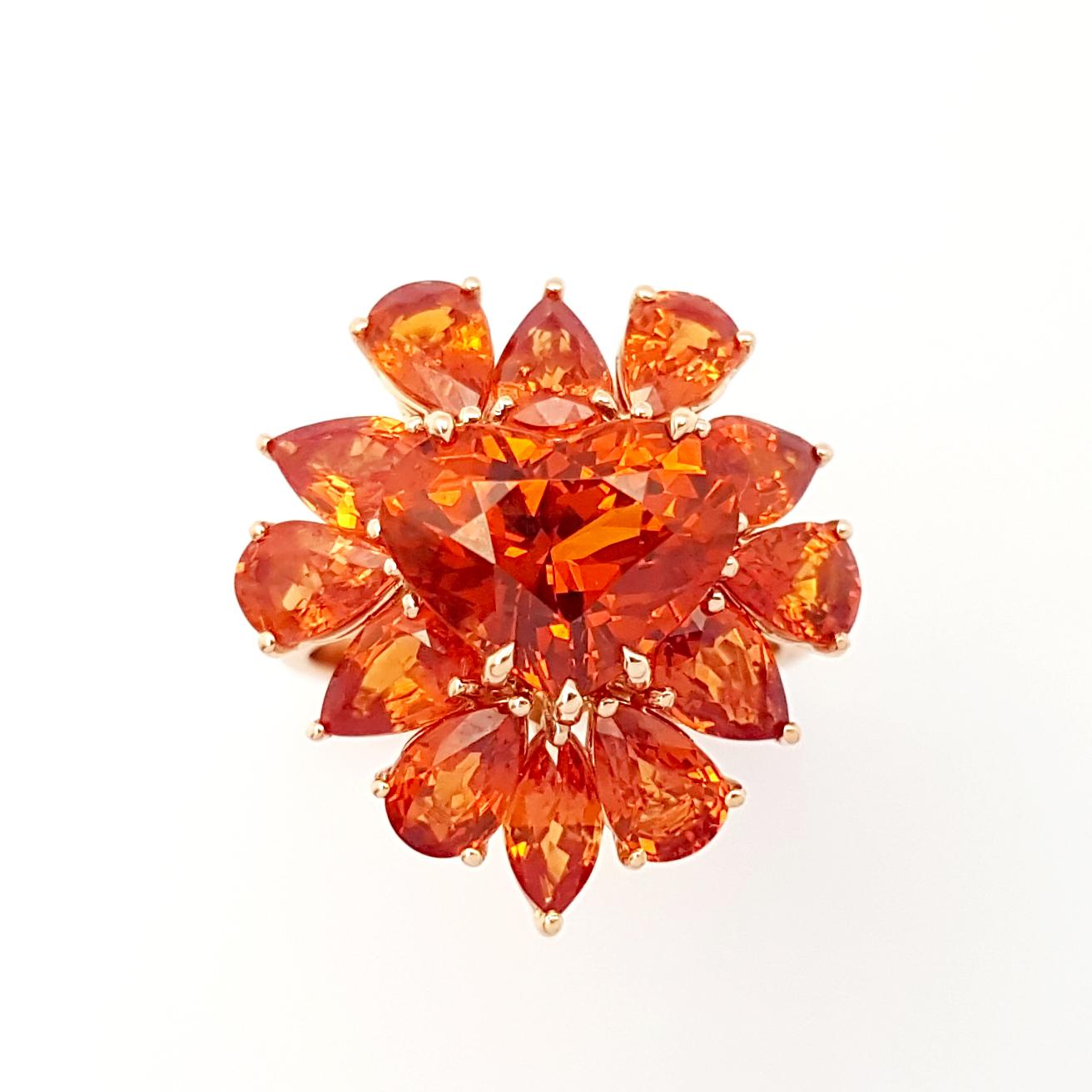 Ring in Herzform mit orangefarbenem Saphir in 18 Karat Roségold gefasst im Angebot 2