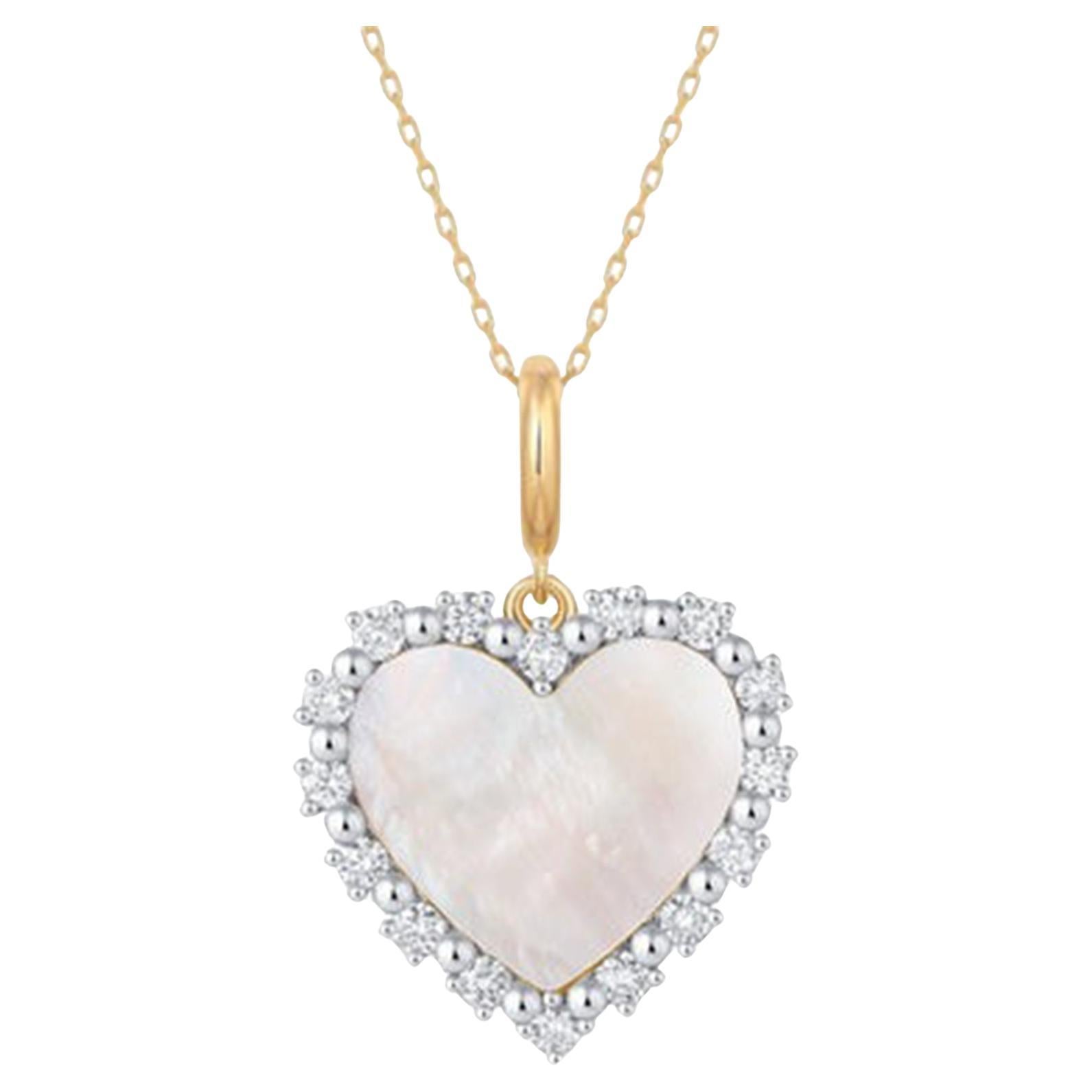 Heart Shape Pearl 14K (or 18k upon request) Yellow Gold Pendant Necklace en vente