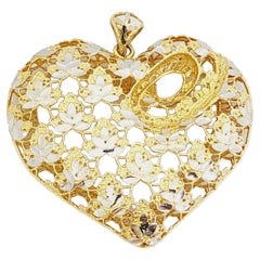 Pendentif en forme de cœur en or jaune 14 carats