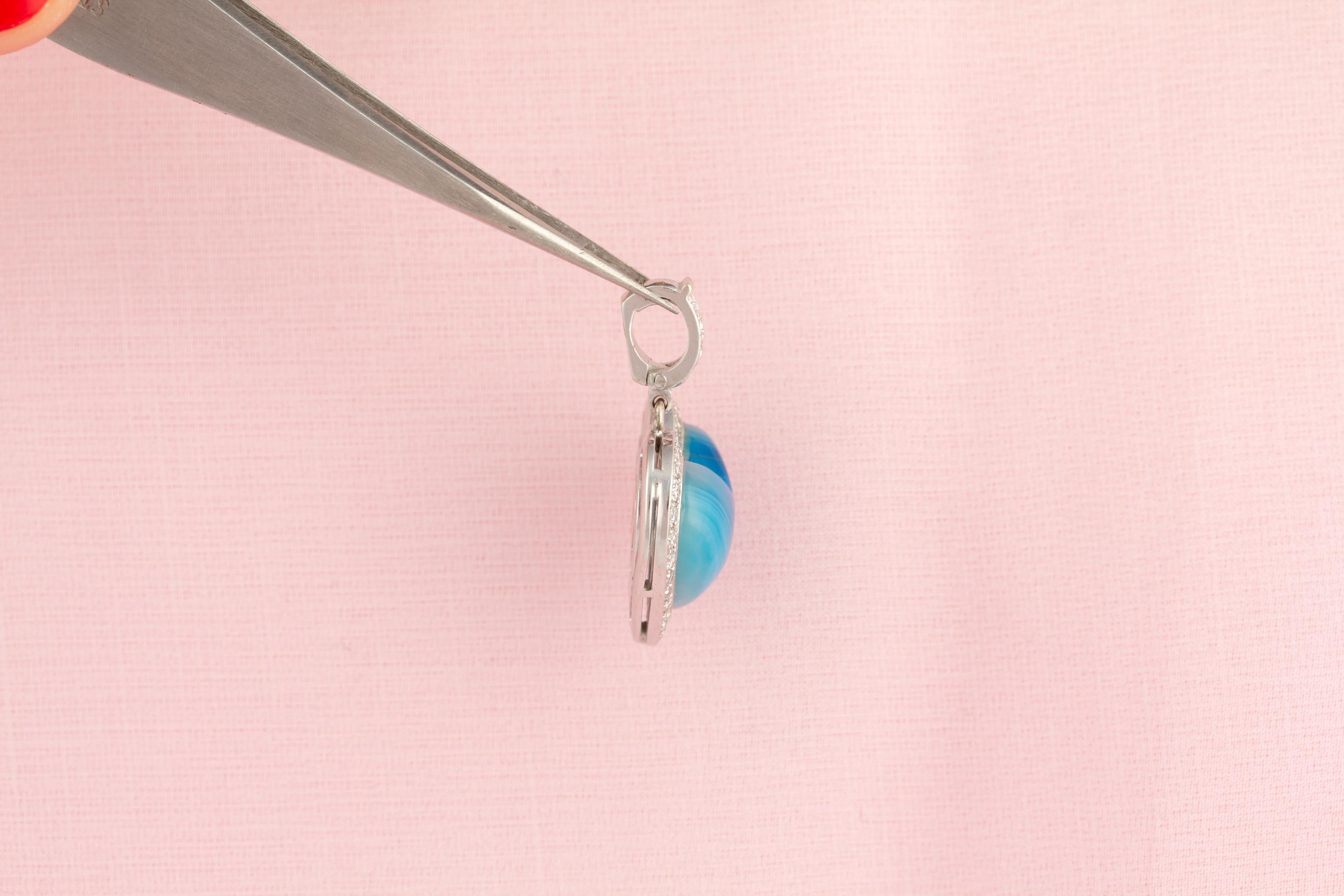 Herzform Anhänger Diamanten Blauer Saphir Kette Design von Ella Gafter im Angebot 5