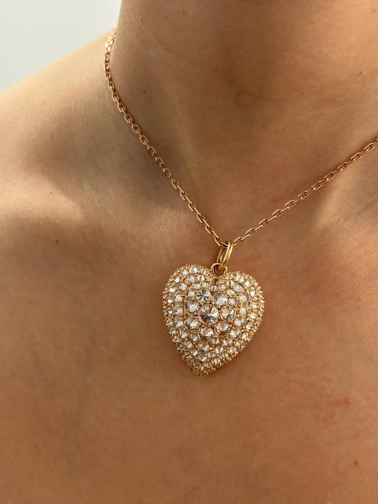 Reverse Set Diamond Heart Pendant In New Condition In New York, NY
