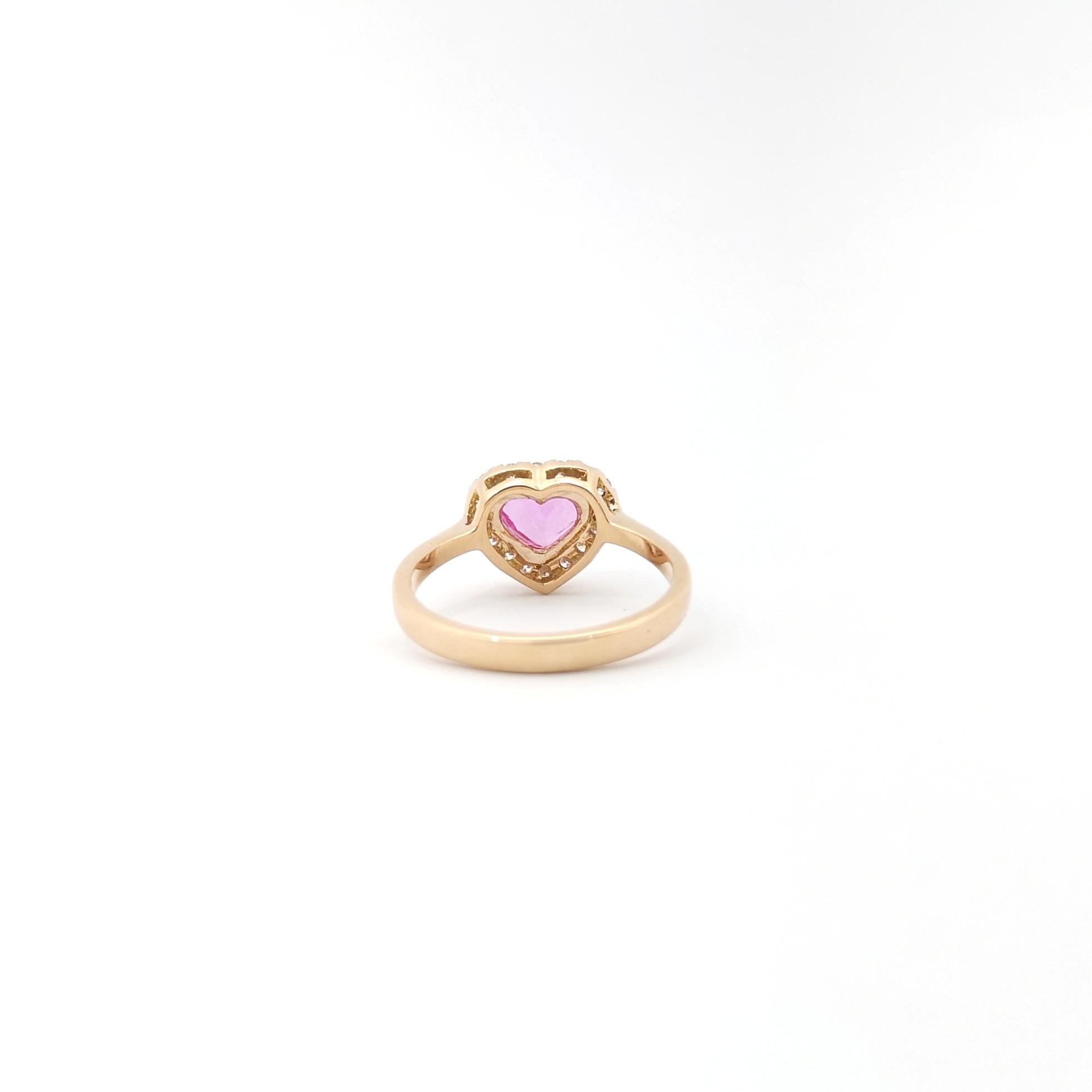 Heart Shape Pink Sapphire with Diamond Ring set in 18K Rose Gold Settings For Sale 4