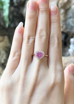 Heart Shape Pink Sapphire with Diamond Ring set in 18K Rose Gold Settings