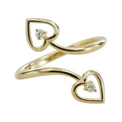 Herzförmiger Ring mit rundem Diamant in 14K Gelbgold