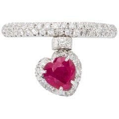 1.58 carats Heart Shape Ruby and Diamonds Ring from d'Avossa TrueLove Collection