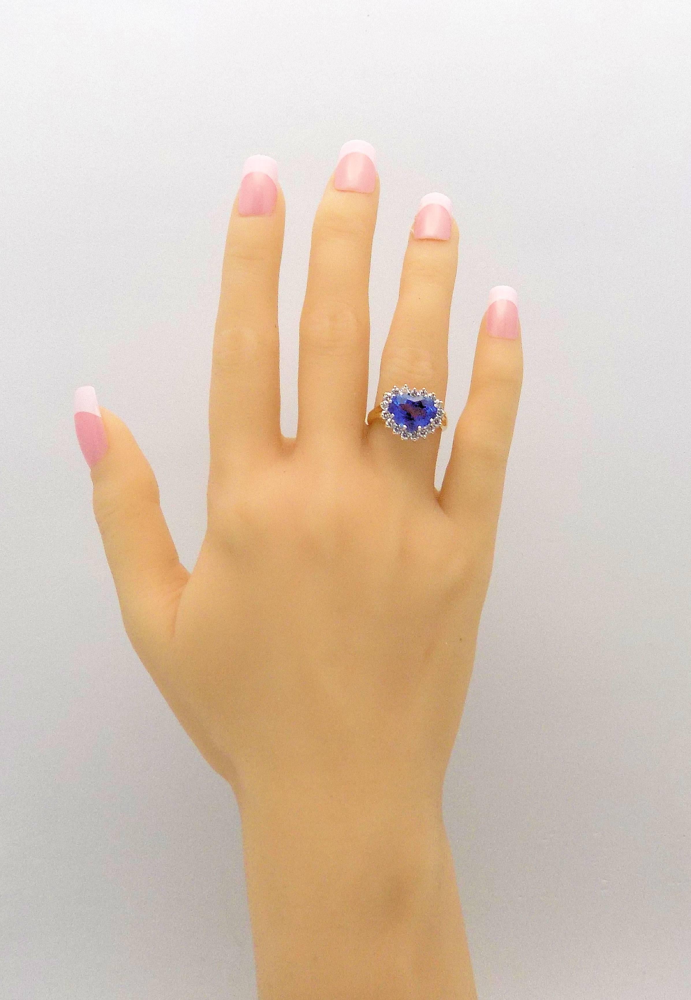 Heart Shape Sapphire and Diamond Ring 7