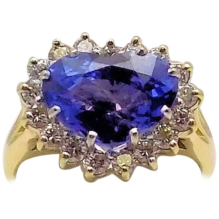 Heart Shape Sapphire and Diamond Ring