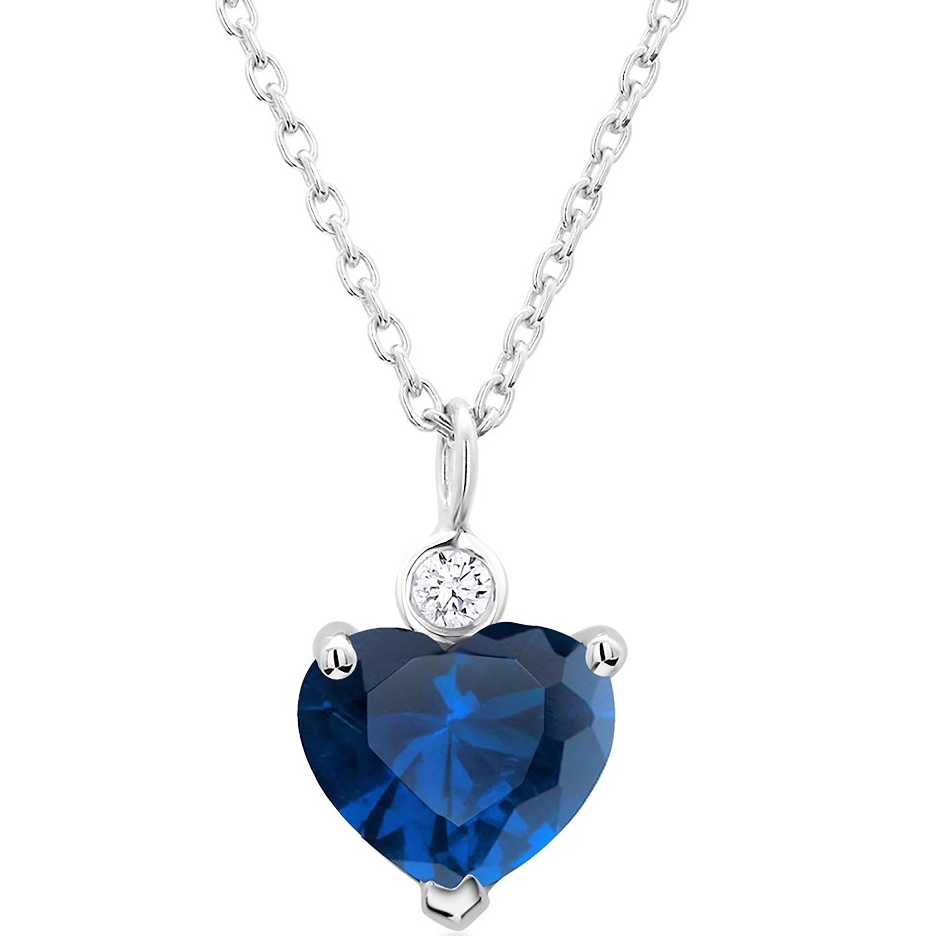 blue diamond heart necklace