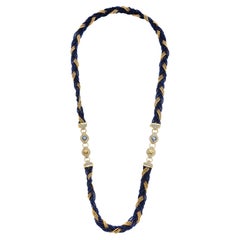 Heart Shape Sapphire & Gold Bead Diamond Necklace