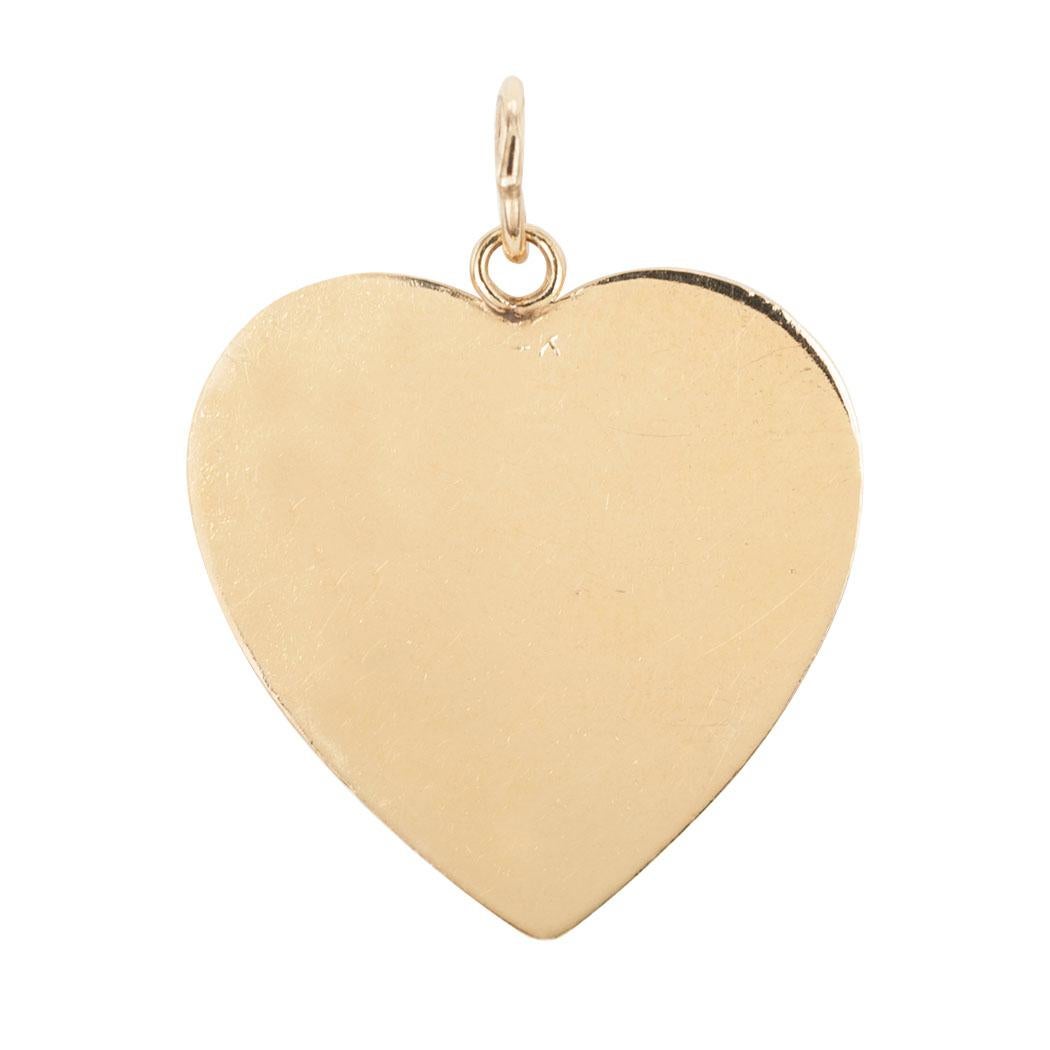 Modern Heart Shape Star of David Yellow Gold Charm Pendant