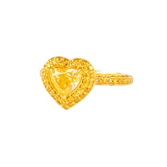 Heart Shape Statement Fancy Yellow 14K White Gold Rare Fancy-Color Splendour