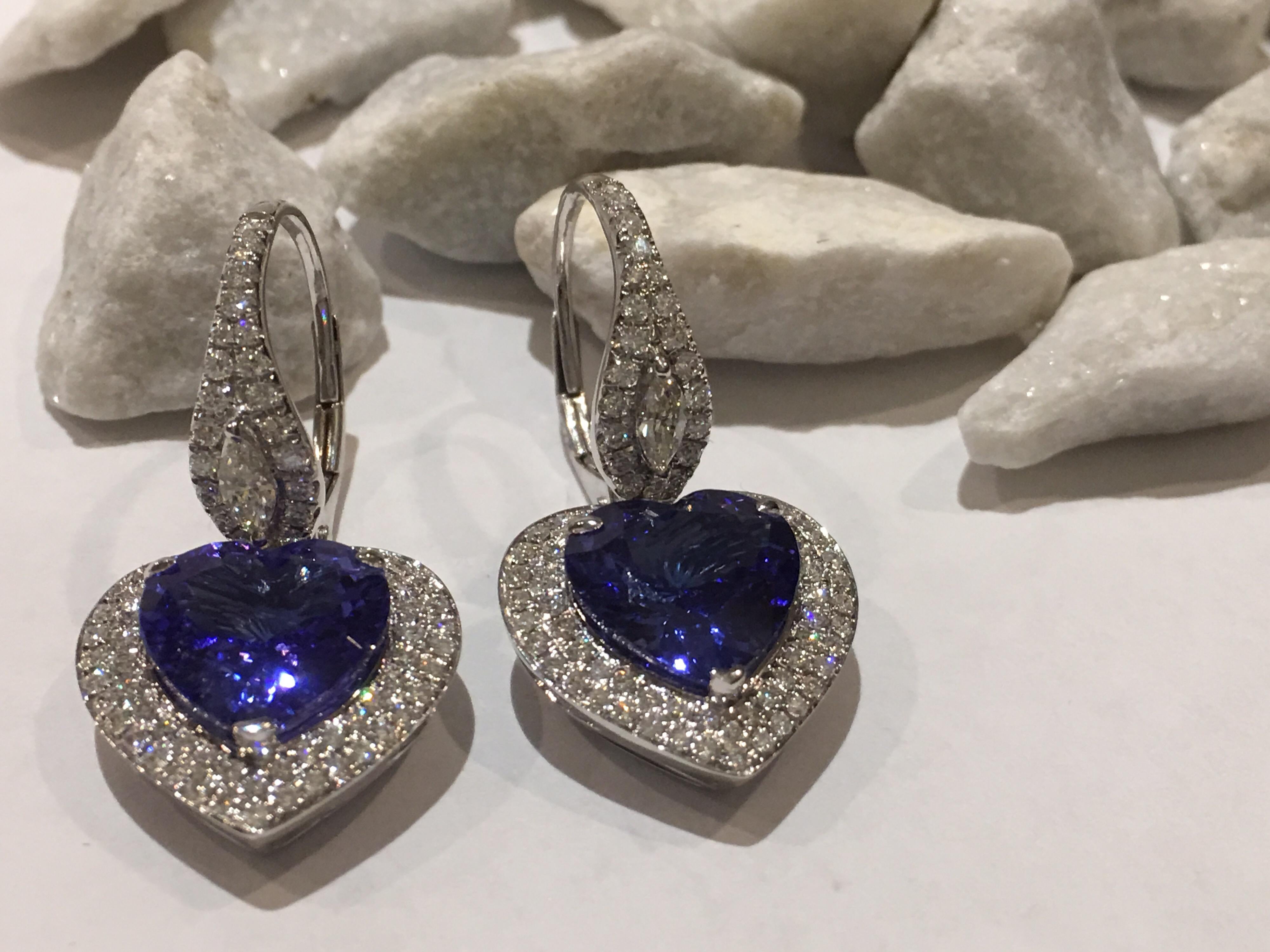 Heart Shape Tanzanite 6.55 Carat and 1.11 Carat Diamond Set in 14 Karat Gold 1