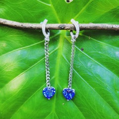 Pulsera de tanzanita en forma de corazón con cadena cubana Oro 18k con diamantes