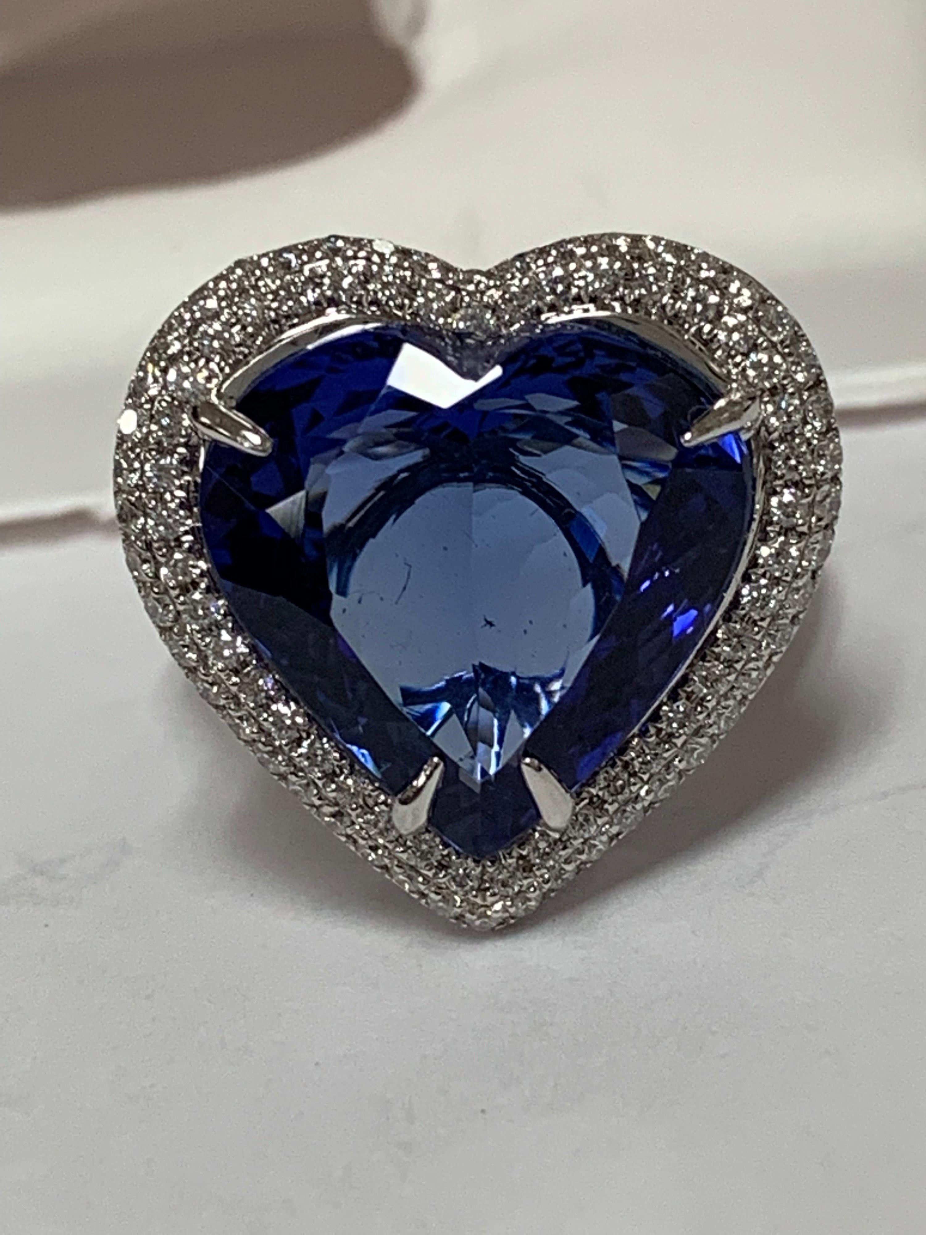 Heart Shape Tanzanite Diamonds Ring 4