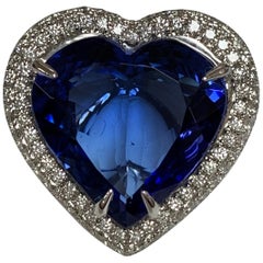 Heart Shape Tanzanite Diamonds Ring