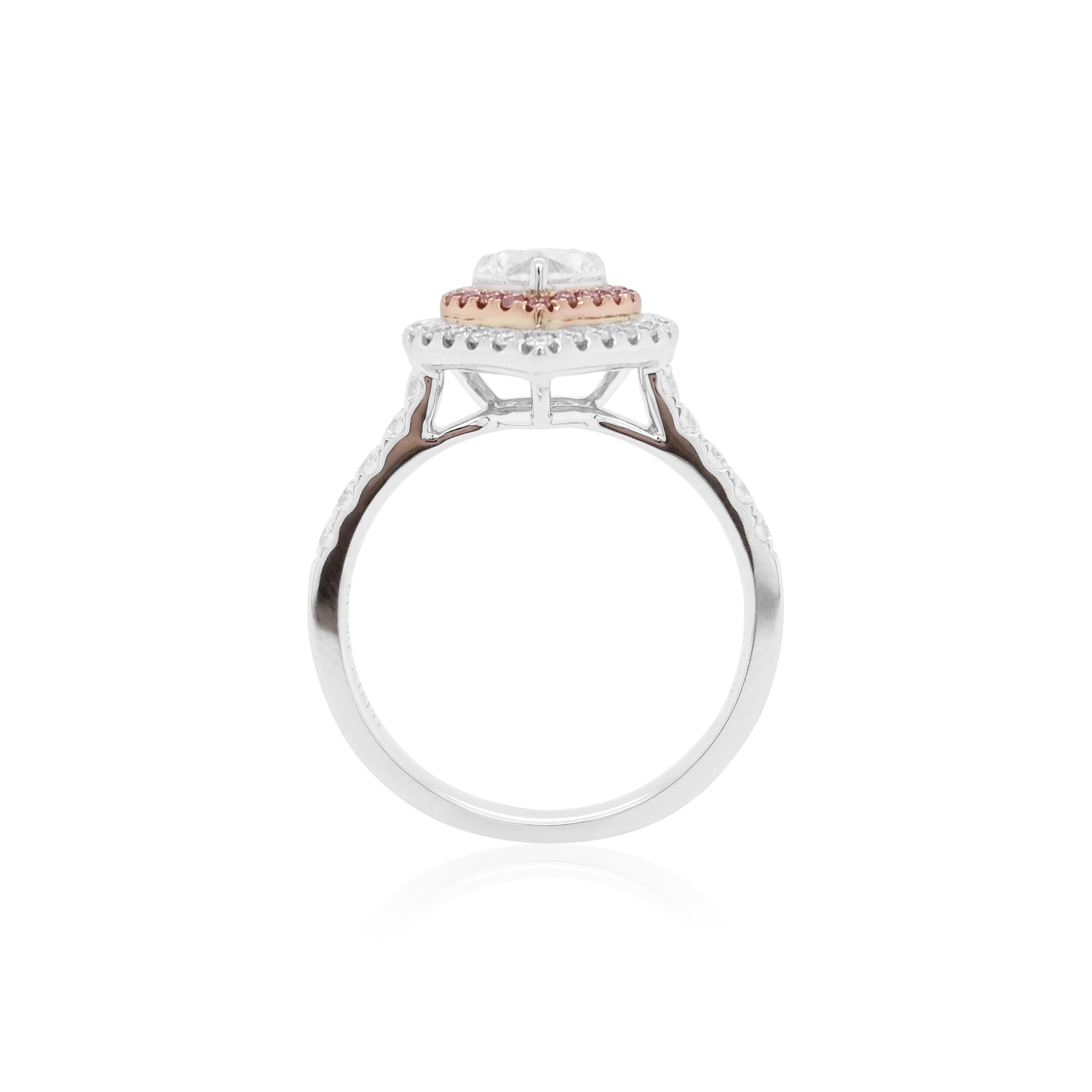 Herzförmiger Ring mit weißen und pinkfarbenen Diamanten aus 18K Gold - Valentine Special  (Zeitgenössisch) im Angebot