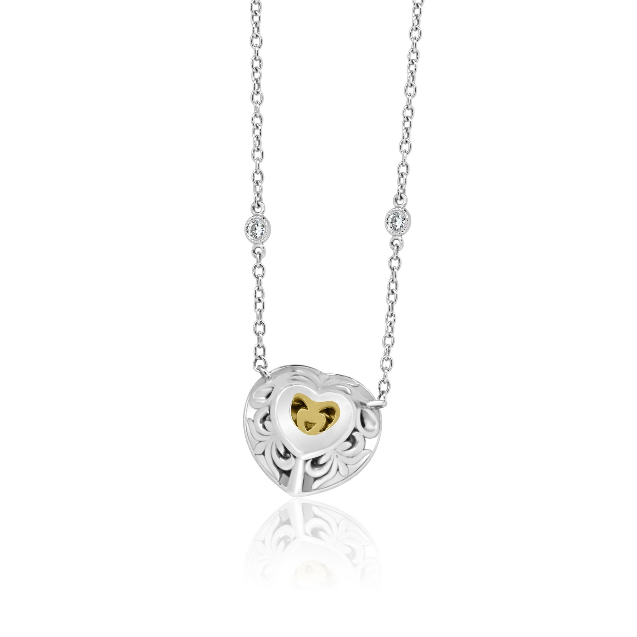 Heart Shape Yellow Diamond Double Halo Two-Color Gold Diamond by Yard Necklace In New Condition In NEW YORK, NY
