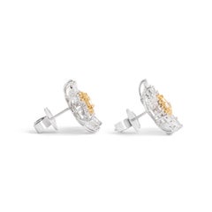 Heart Shape Yellow Diamonds Clip Earrings White Gold 18K