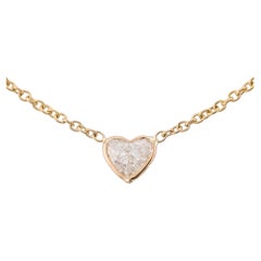 Heart Shaped 0.32ct Diamond Bezel Set Station Necklace in 14K Yellow Gold