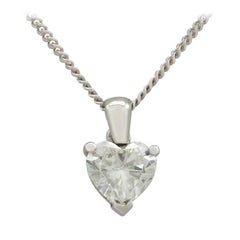 Heart Shaped 1.02 Carat Diamond and White Gold Pendant, circa 1990