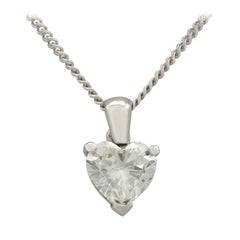 Heart Shaped 1.02 Carat Diamond and White Gold Pendant, circa 1990