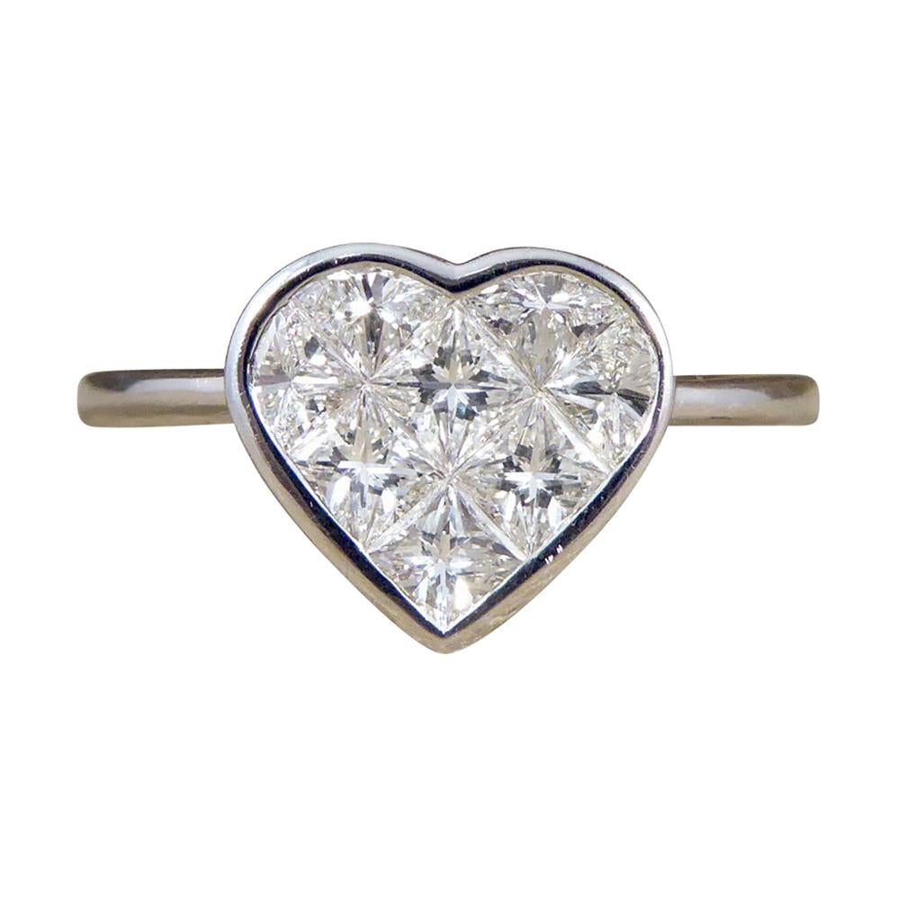 Heart Shaped 1.20 Carat Total Diamond Ring in 18 Carat White Gold