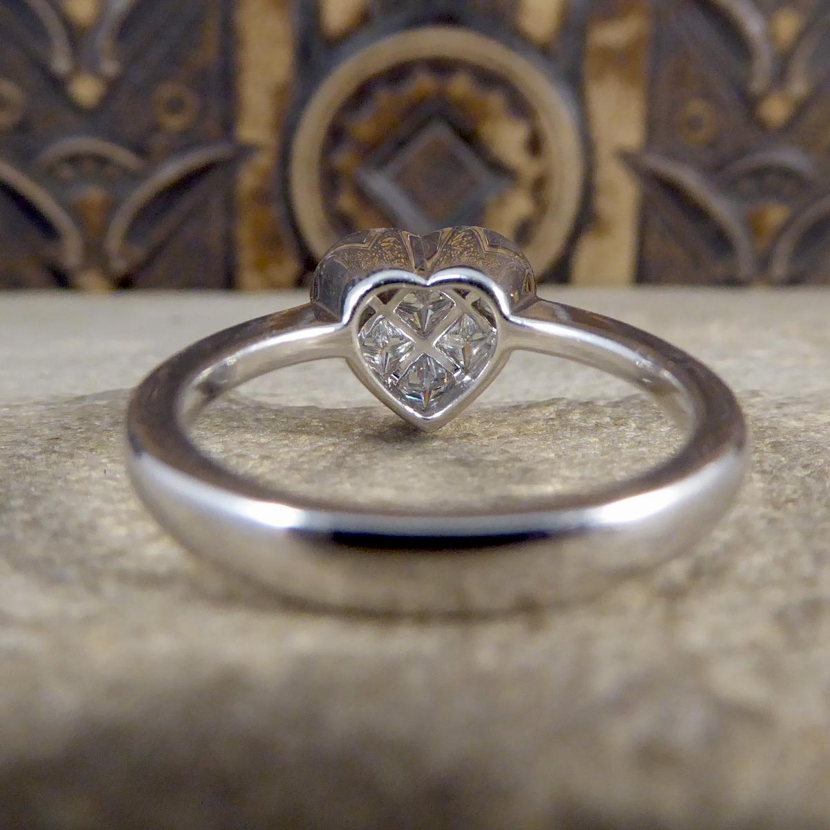Contemporary Heart Shaped 1.20 Carat Total Diamond Ring in 18 Carat White Gold