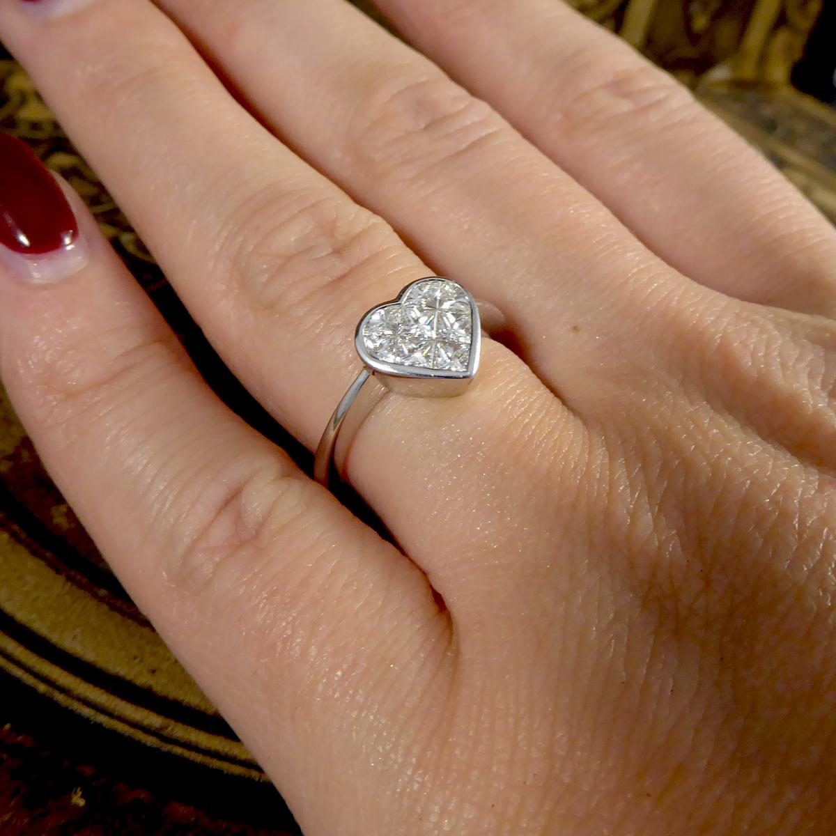 Women's Heart Shaped 1.20 Carat Total Diamond Ring in 18 Carat White Gold