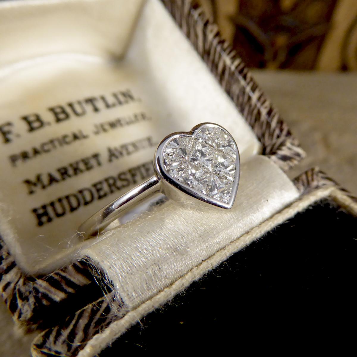 Heart Shaped 1.20 Carat Total Diamond Ring in 18 Carat White Gold 1