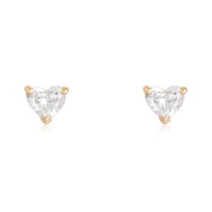 0.43ct Heart Fancy Diamond 14K Yellow Gold Solitaire Stud Earrings