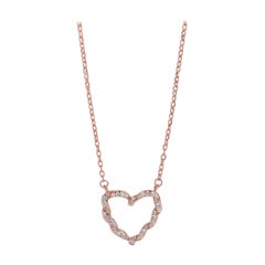 Heart Shaped 14k rose gold Natural Diamond Pendant Necklace
