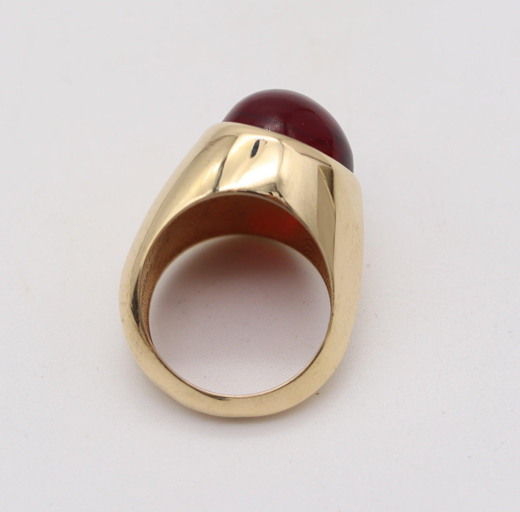 Women's HEART SHAPED 1970 Cocktail Ring In 18Kt Yellow Gold With 9.56 Cts Rubellite For Sale