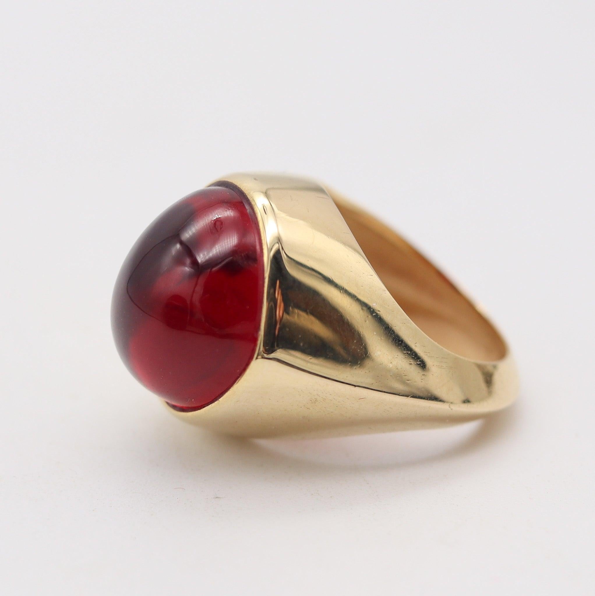 HEART SHAPED 1970 Cocktail Ring In 18Kt Yellow Gold With 9.56 Cts Rubellite For Sale 3
