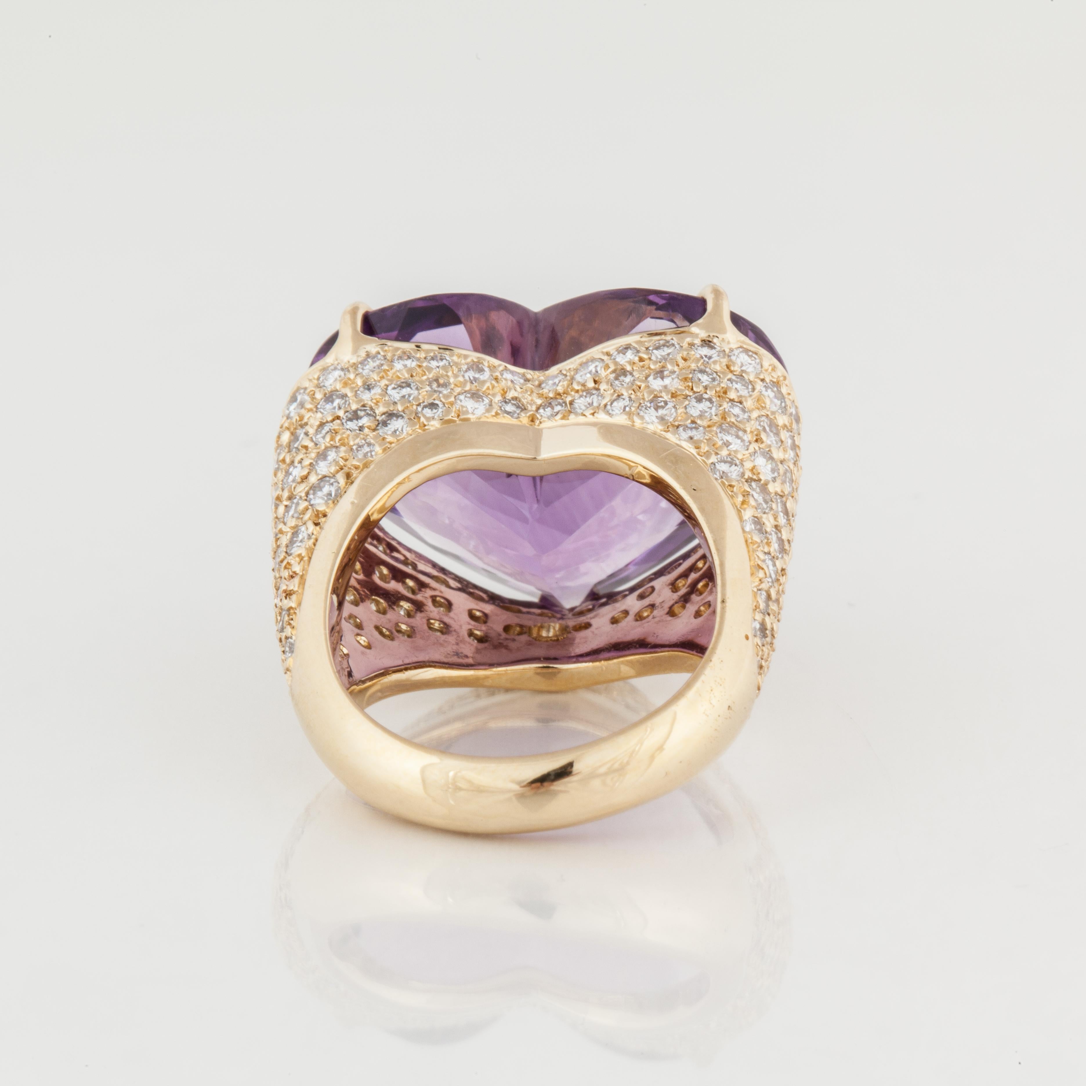 amethyst heart ring yellow gold