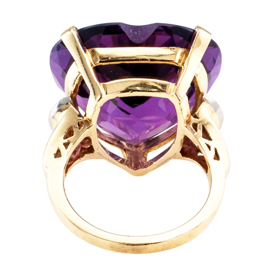 Heart Shaped Amethyst Diamond Gold Cocktail Ring 1