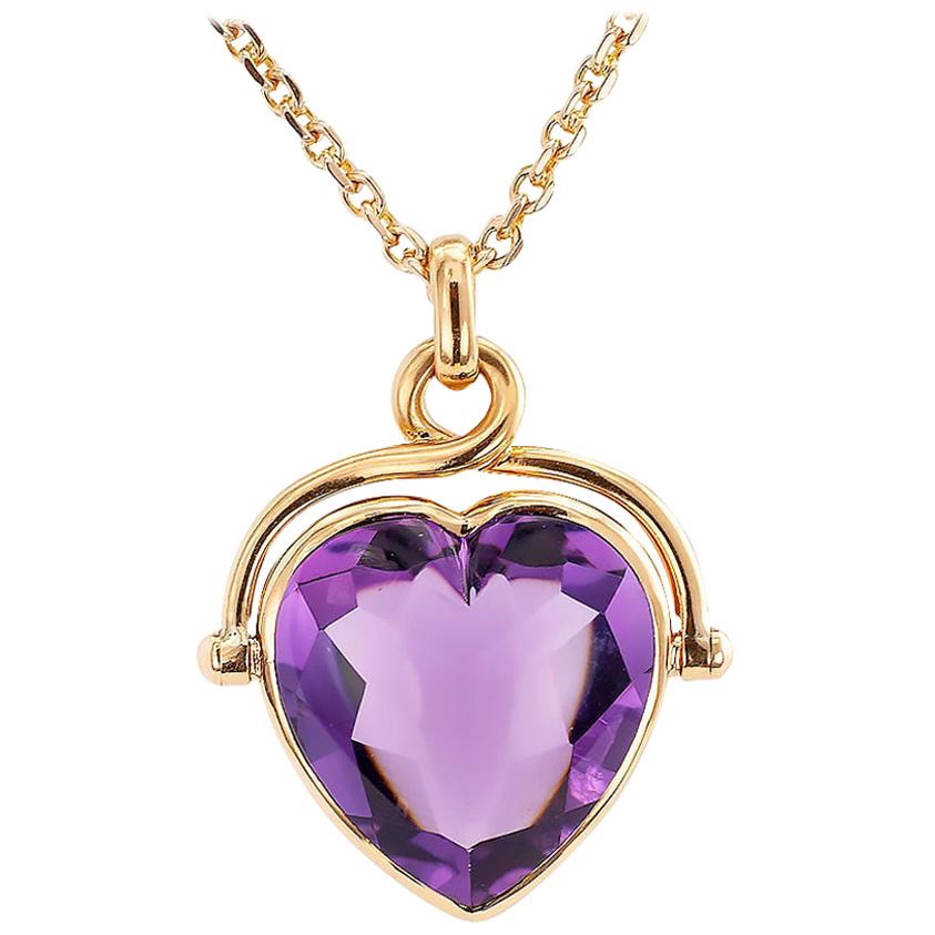 Heart Shaped Amethyst Rose Gold Pendant Necklace