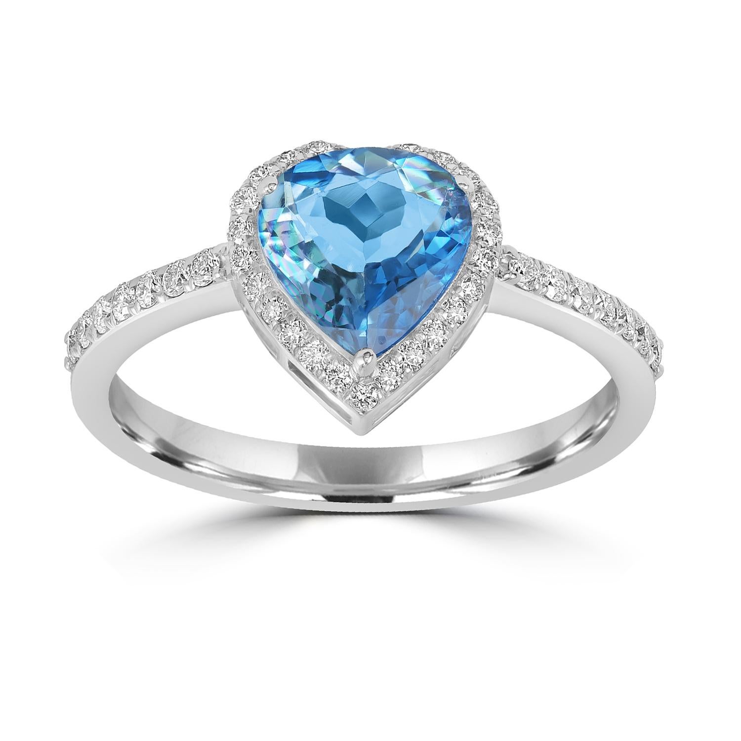 Herzförmiger Aquamarinbandring mit Diamanten aus 18k Weißgold (Art déco) im Angebot